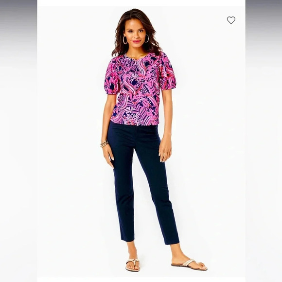 Lilly Pulitzer 29" Kelly Textured Ankle Length Skinny Pant - Picture 1 of 12